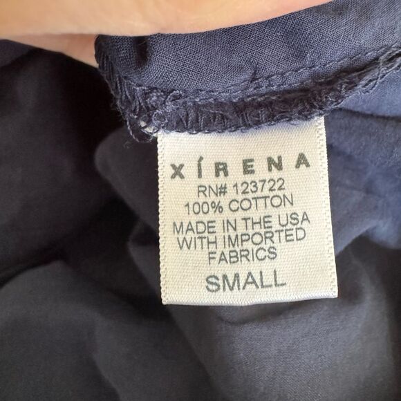 XIRENA Linnet Cotton Shirtdress Navy - Mint Condition Brown Suede Belt Sz S - Picture 10 of 12